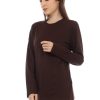 Kaos Polos Wanita Lengan Panjang Coklat Tua - Gambar 3