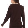 Kaos Polos Wanita Lengan Panjang Coklat Tua - Gambar 4
