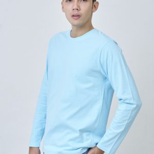 Kaos Polos Pria Lengan Panjang Biru Baby
