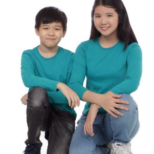 Kaos Polos Anak Lengan Panjang Hijau Tosca