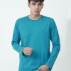 Kaos Polos Pria Lengan Panjang Hijau Tosca - Gambar 2