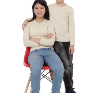 Kaos Polos Anak Lengan Panjang Warna Cream