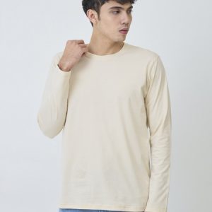 Kaos Polos Pria Lengan Panjang Warna Cream