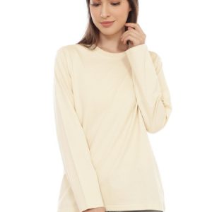 Kaos Polos Wanita Lengan Panjang Warna Cream