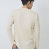 Kaos Polos Pria Lengan Panjang Warna Cream - Gambar 3