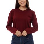 Kaos Polos Wanita Lengan Panjang Warna Maroon