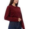 Kaos Polos Wanita Lengan Panjang Warna Maroon - Gambar 2