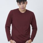 Kaos Polos Pria Lengan Panjang Warna Maroon