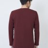 Kaos Polos Pria Lengan Panjang Warna Maroon - Gambar 3