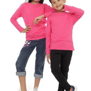 Kaos Polos Anak Lengan Panjang Pink Fanta