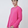 Kaos Polos Pria Lengan Panjang Pink Fanta - Gambar 2