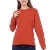 Kaos Polos Wanita Lengan Panjang Warna Terracotta - Gambar 3