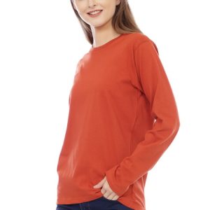 Kaos Polos Wanita Lengan Panjang Warna Terracotta