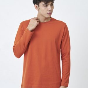 Kaos Polos Pria Lengan Panjang Warna Terracotta