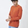 Kaos Polos Pria Lengan Panjang Warna Terracotta - Gambar 2