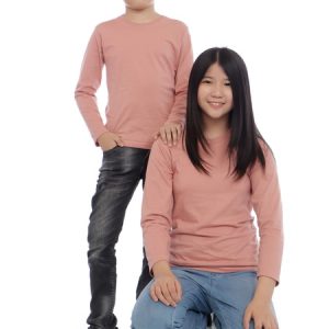 Kaos Polos Anak Lengan Panjang Dusty Pink