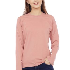 Kaos Polos Wanita Lengan Panjang Dusty Pink