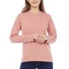 Kaos Polos Wanita Lengan Panjang Dusty Pink - Gambar 2