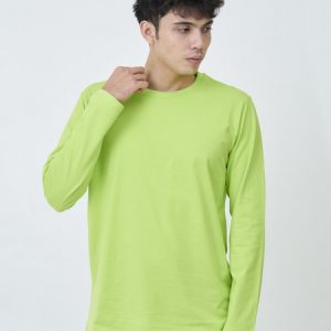 Kaos Polos Pria Lengan Panjang Hijau Neon