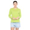 Kaos Polos Wanita Lengan Panjang Hijau Neon - Gambar 2