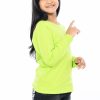 Kaos Polos Anak Lengan Panjang Hijau Neon - Gambar 2