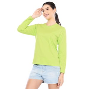 Kaos Polos Wanita Lengan Panjang Hijau Neon