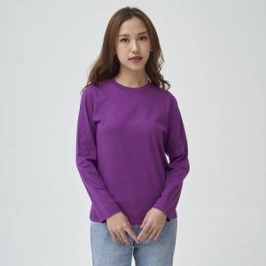 Kaos Polos Wanita Lengan Panjang Ungu Violet