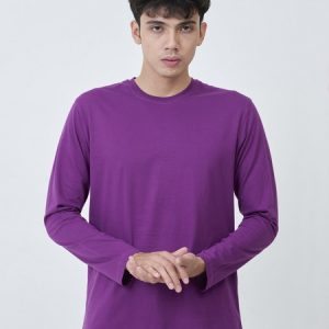 Kaos Polos Pria Lengan Panjang Ungu Violet