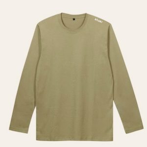 Kaos Polos Warna Khaki Lengan Panjang