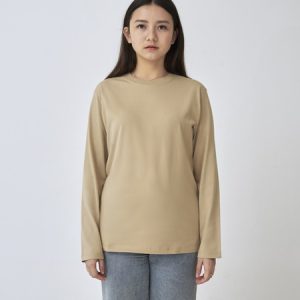 Kaos Polos Wanita Lengan Panjang Warna Khaki