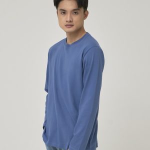 Kaos Polos Pria Lengan Panjang Steel Blue