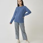 Kaos Polos Wanita Lengan Panjang Steel Blue