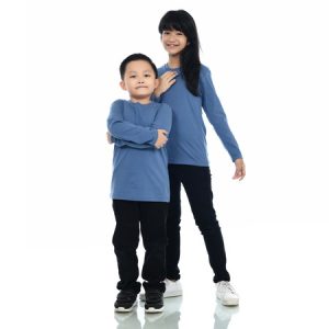 Kaos Polos Anak Lengan Panjang Steel Blue