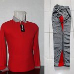 Seragam Olahraga Polos Warna Merah Abu