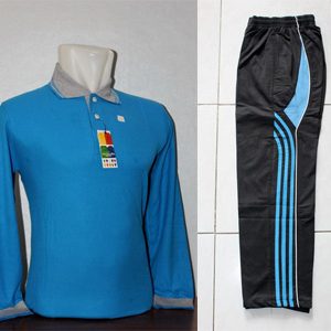 Seragam Olahraga Polos Biru Turkis Lengan Panjang