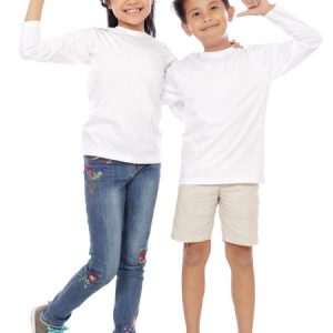 Kaos Polos Anak Lengan Panjang Putih Bersih