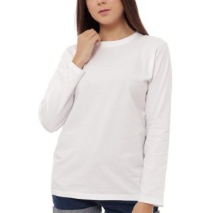 Kaos Polos Wanita Lengan Panjang Warna Putih