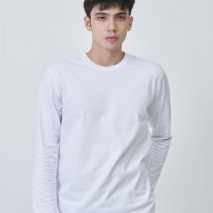 Kaos Polos Pria Lengan Panjang Warna Putih Bersih