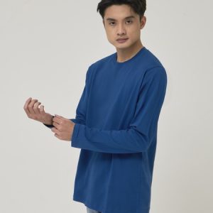 Kaos Polos Pria Lengan Panjang Classic Blue