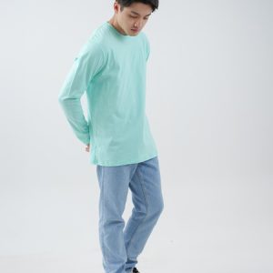 Kaos Polos Pria Lengan Panjang Warna Mint