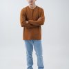 Kaos Polos Pria Lengan Panjang Warna Caramel