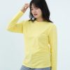 Kaos Polos Wanita Lengan Panjang Kuning Muda