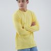 Kaos Polos Pria Lengan Panjang Kuning Muda - Gambar 2