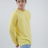 Kaos Polos Pria Lengan Panjang Kuning Muda