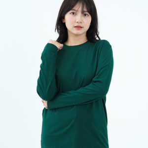 Kaos Polos Wanita Lengan Panjang Forest Green