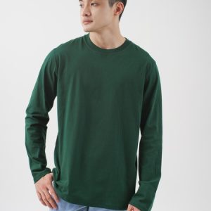 Kaos Polos Pria Lengan Panjang Forest Green