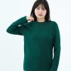 Kaos Polos Wanita Lengan Panjang Forest Green - Gambar 2