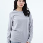Kaos Polos Wanita Lengan Panjang Abu Muda