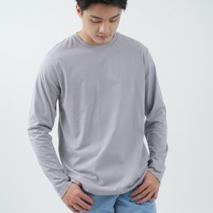 Kaos Polos Pria Lengan Panjang Abu Silver