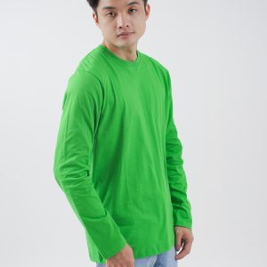 Kaos Polos Pria Lengan Panjang Hijau Fuji